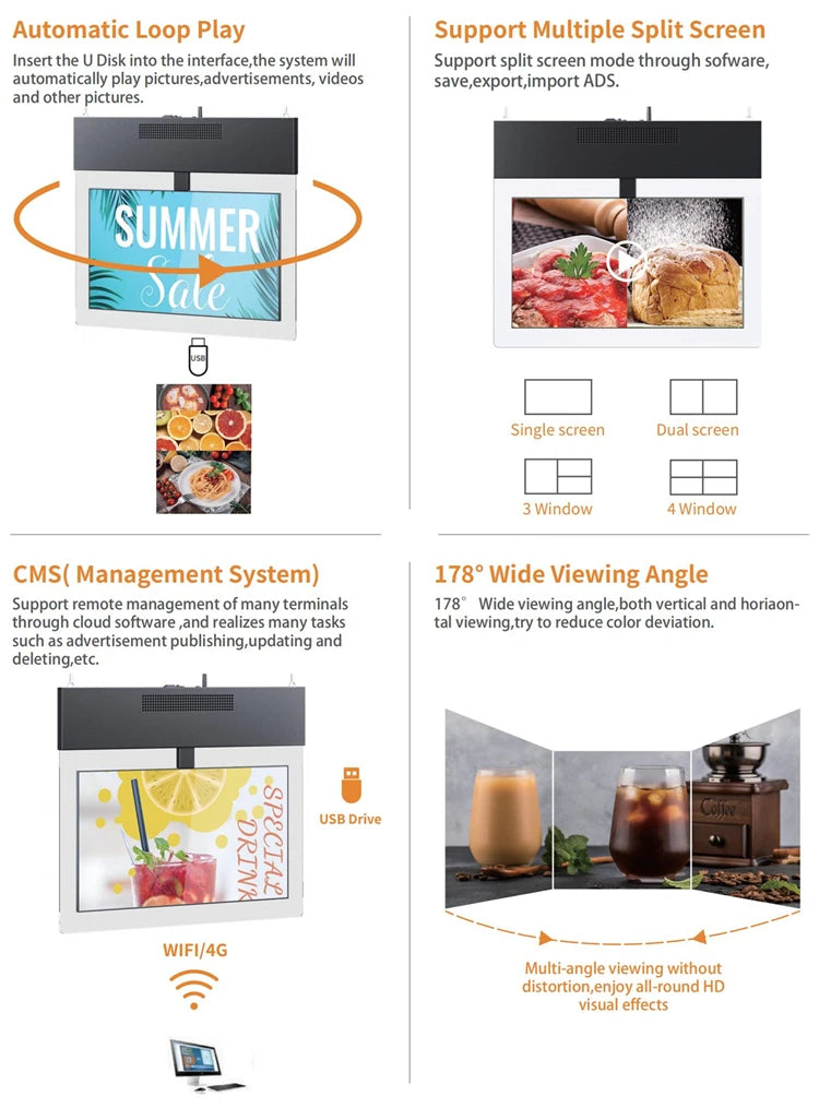 Cable-Suspended Landscape Digital Signage with Top Enclosure — Design & functions reference 4