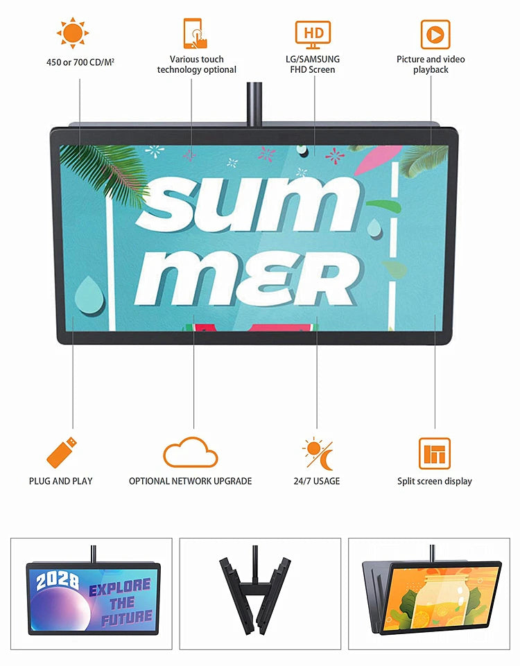 Single-Pole Suspended Landscape Digital Signage — Design & functions reference 6