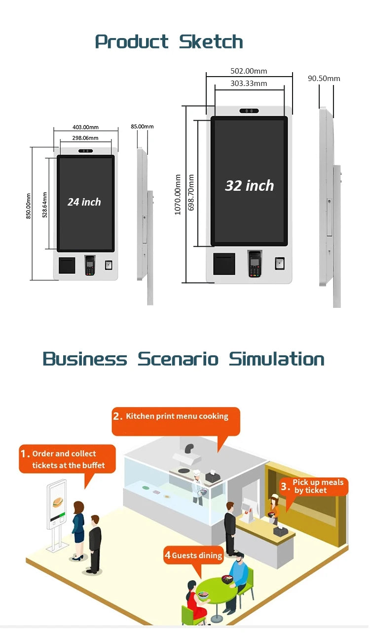 Wall-Mounted Self-Service Ordering Kiosk — Technical reference drawings reference 8