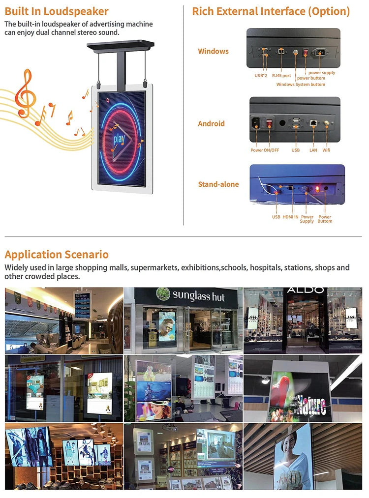 Double-Sided Cable-Hung Portrait Digital Signage — Application & installation references reference 5