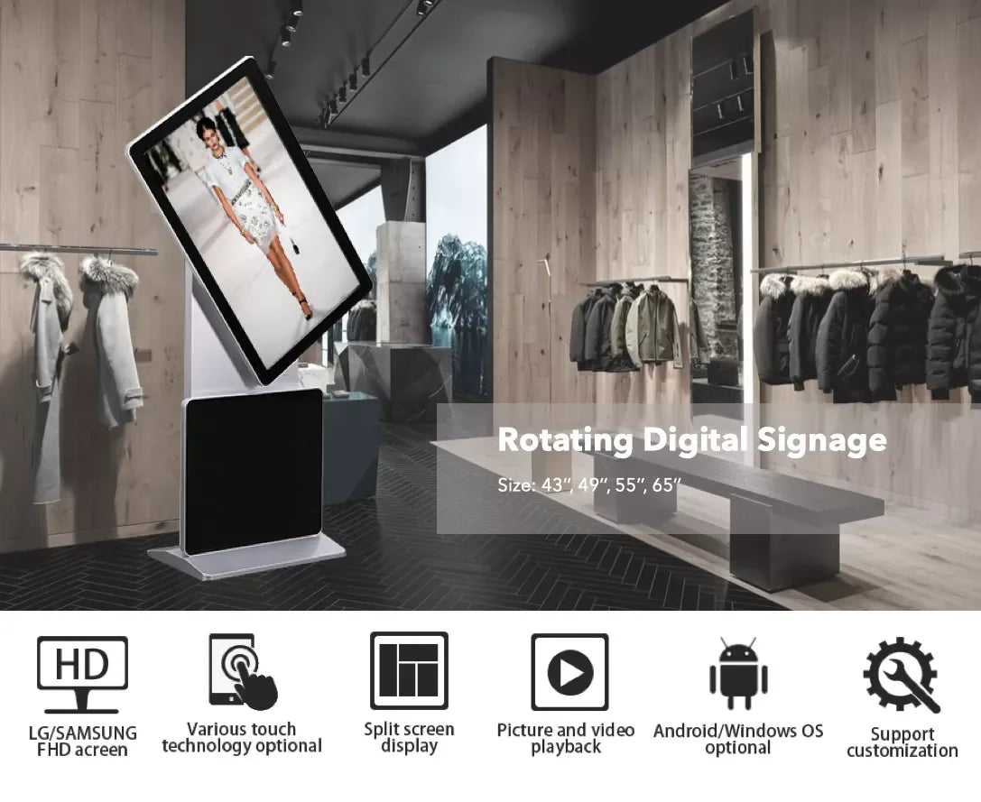 Rotating-Screen Pedestal Digital Signage — Application & installation references reference 1