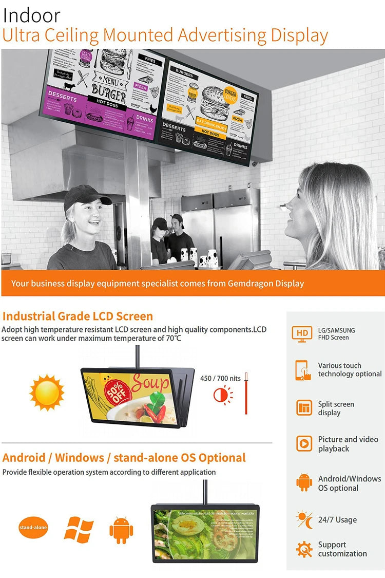 Single-Pole Suspended Landscape Digital Signage — Design & functions reference 3