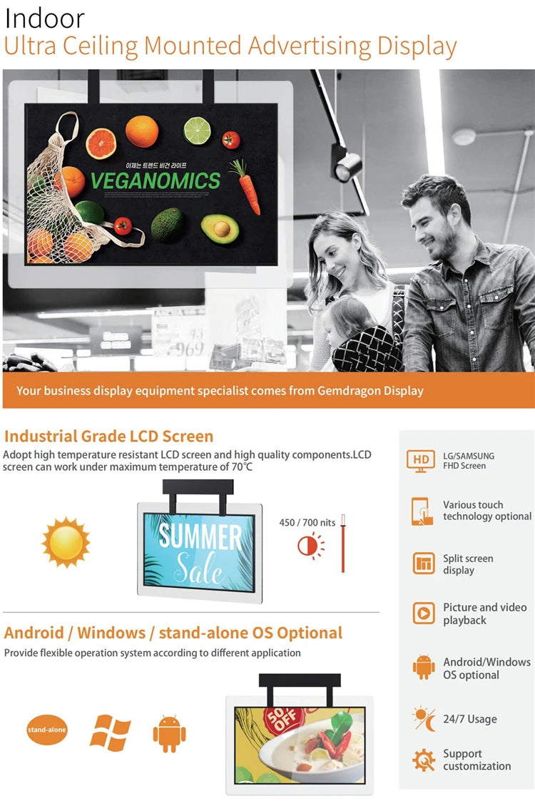 Double-Sided Frame-Hung Landscape Digital Signage — Design & functions reference 3