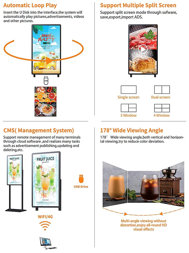 Open-Frame Portrait Digital Signage Stand — Design & functions reference 4