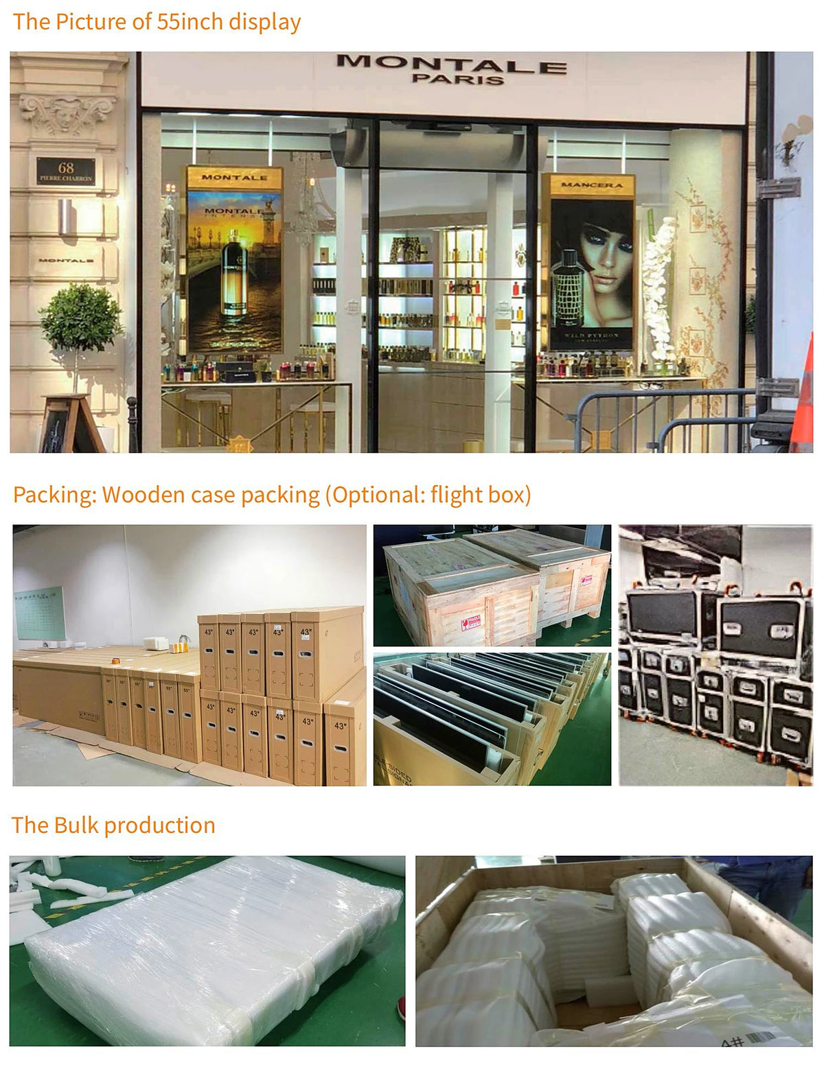 Single-Pole Ceiling-Mounted Landscape Digital Signage — Packaging & logistics materials reference 11