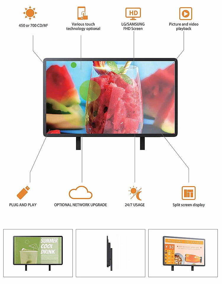Open-Frame Landscape Digital Signage Stand — Design & functions reference 6