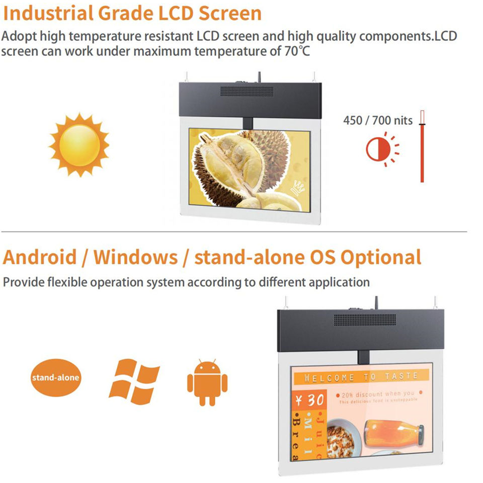 Gemdragon cable-suspended landscape digital signage with top enclosure — supplier product view 3