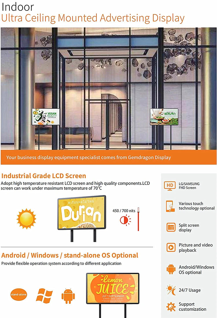 Open-Frame Landscape Digital Signage Stand — Design & functions reference 3