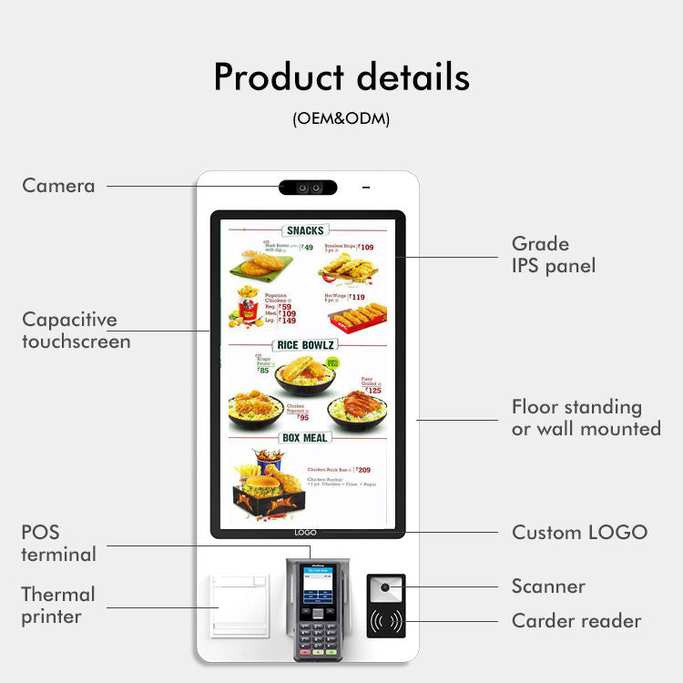 Gemdragon wall-mounted self-service ordering kiosk — supplier product view 4