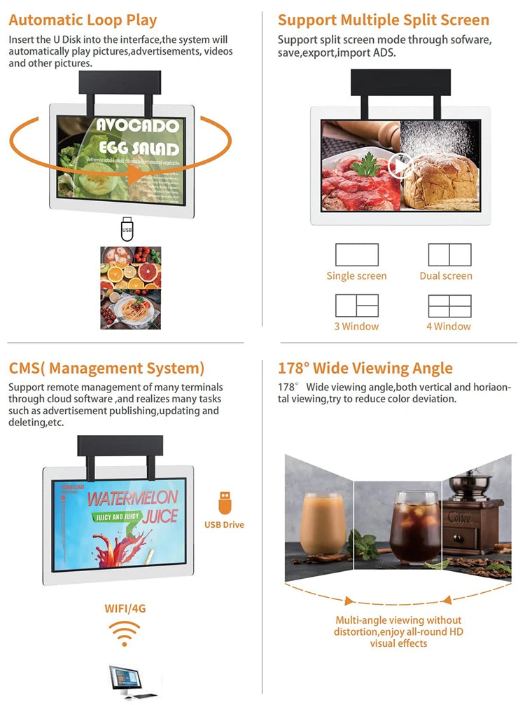 Double-Sided Frame-Hung Landscape Digital Signage — Design & functions reference 4