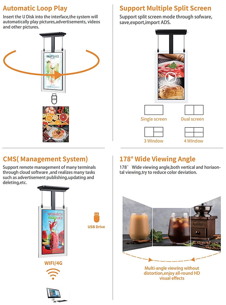 Double-Sided Cable-Hung Portrait Digital Signage — Design & functions reference 4