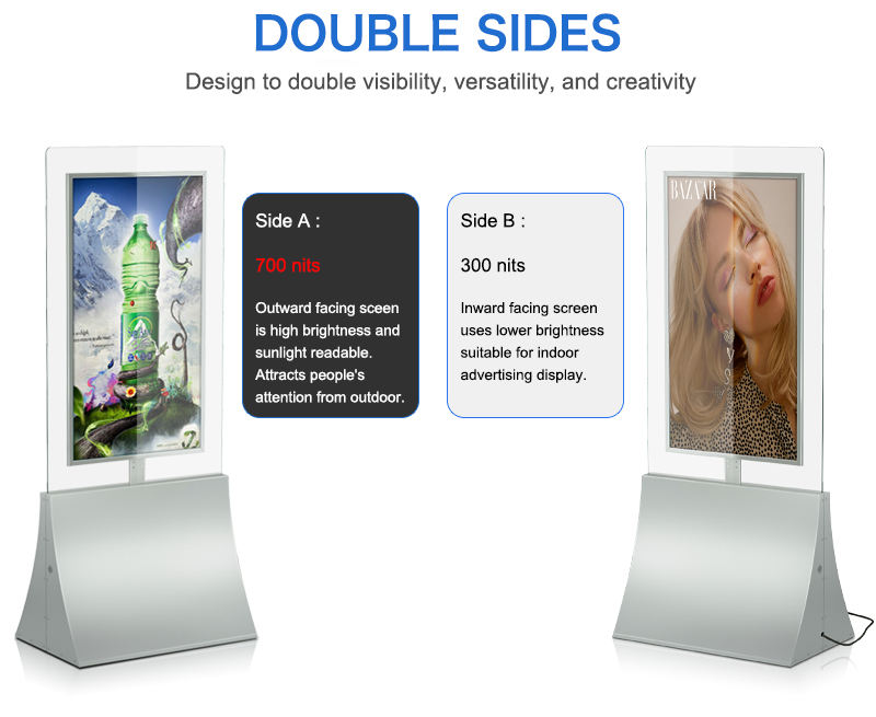 Gemdragon double-sided digital signage with wedge base — supplier product view 2