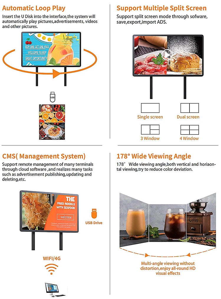 Open-Frame Landscape Digital Signage Stand — Design & functions reference 4