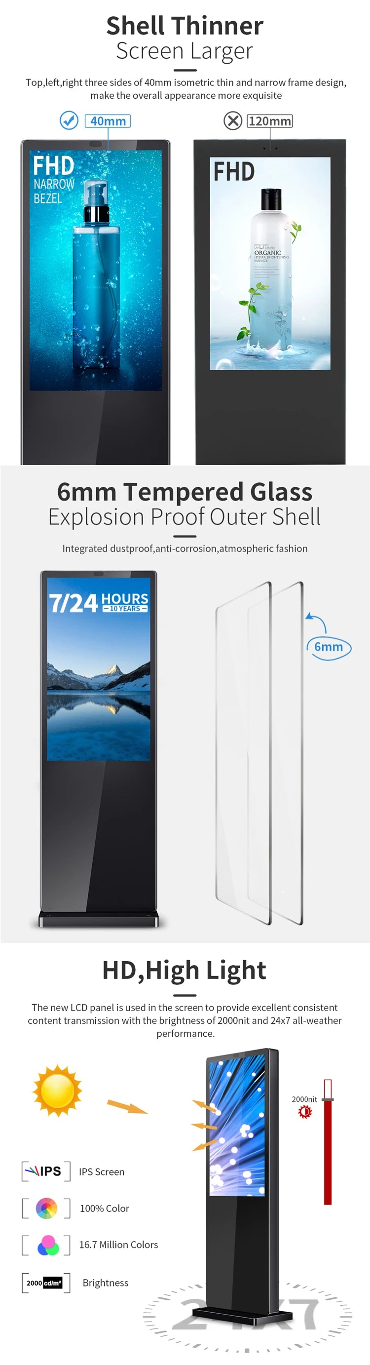 Slim Cabinet-Style Outdoor Digital Signage Totem — Design & functions reference 4