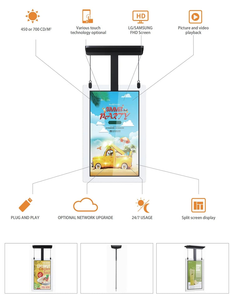 Double-Sided Cable-Hung Portrait Digital Signage — Design & functions reference 6