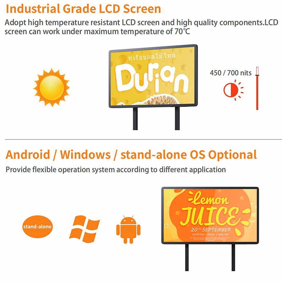 Gemdragon open-frame landscape digital signage stand — supplier product view 2