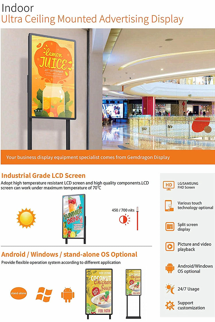 Open-Frame Portrait Digital Signage Stand — Design & functions reference 3
