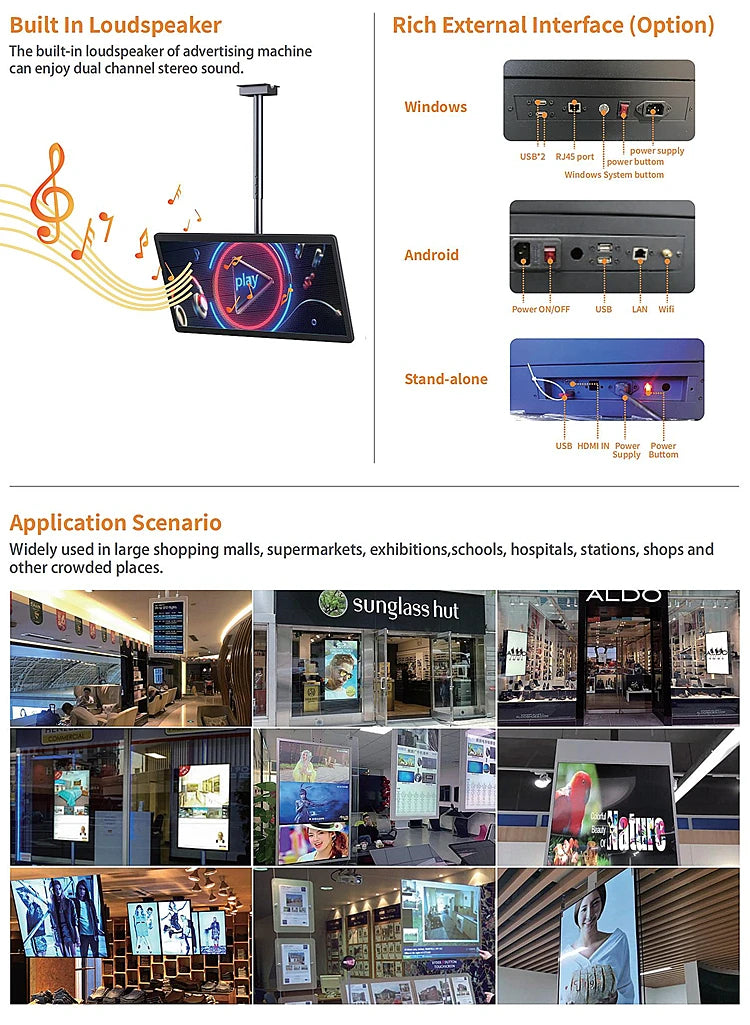 Single-Pole Ceiling-Mounted Landscape Digital Signage — Application & installation references reference 5