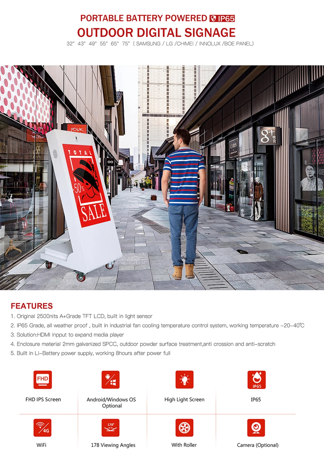 Battery-Powered Slanted-Screen Digital Signage Cart — Application & installation references reference 4