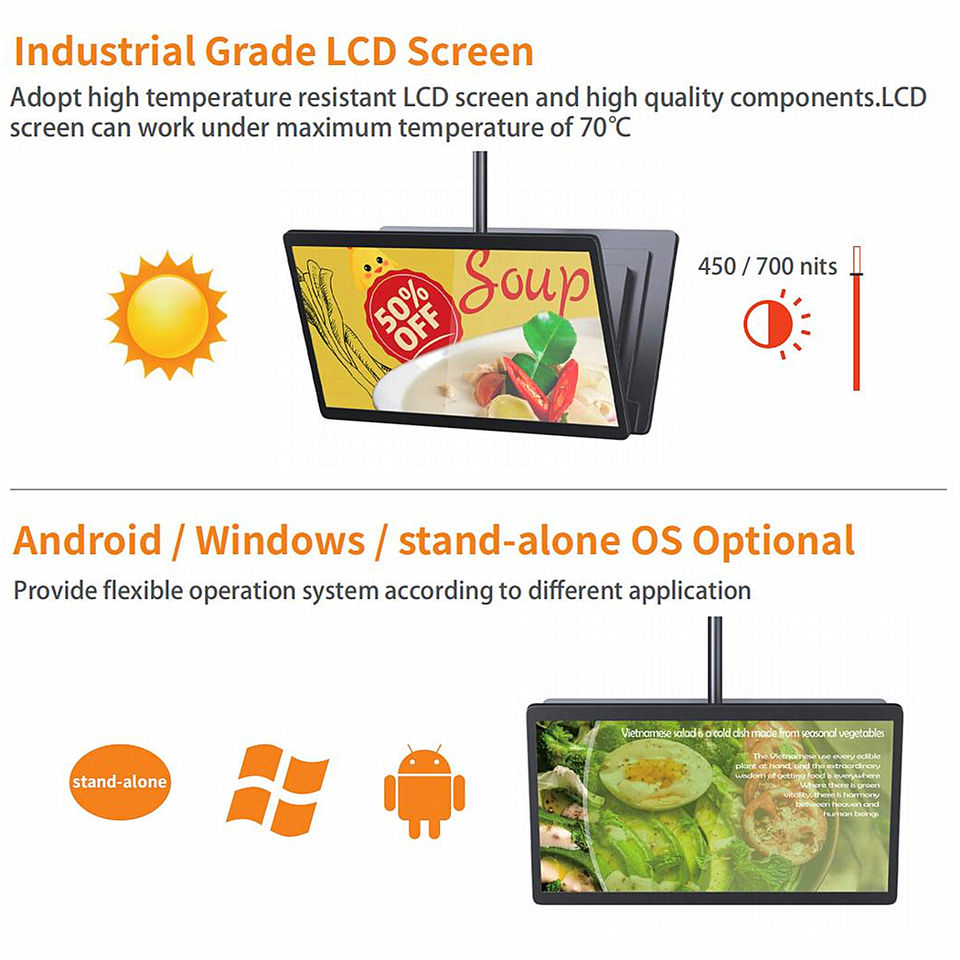 Gemdragon single-pole suspended landscape digital signage — supplier product view 2