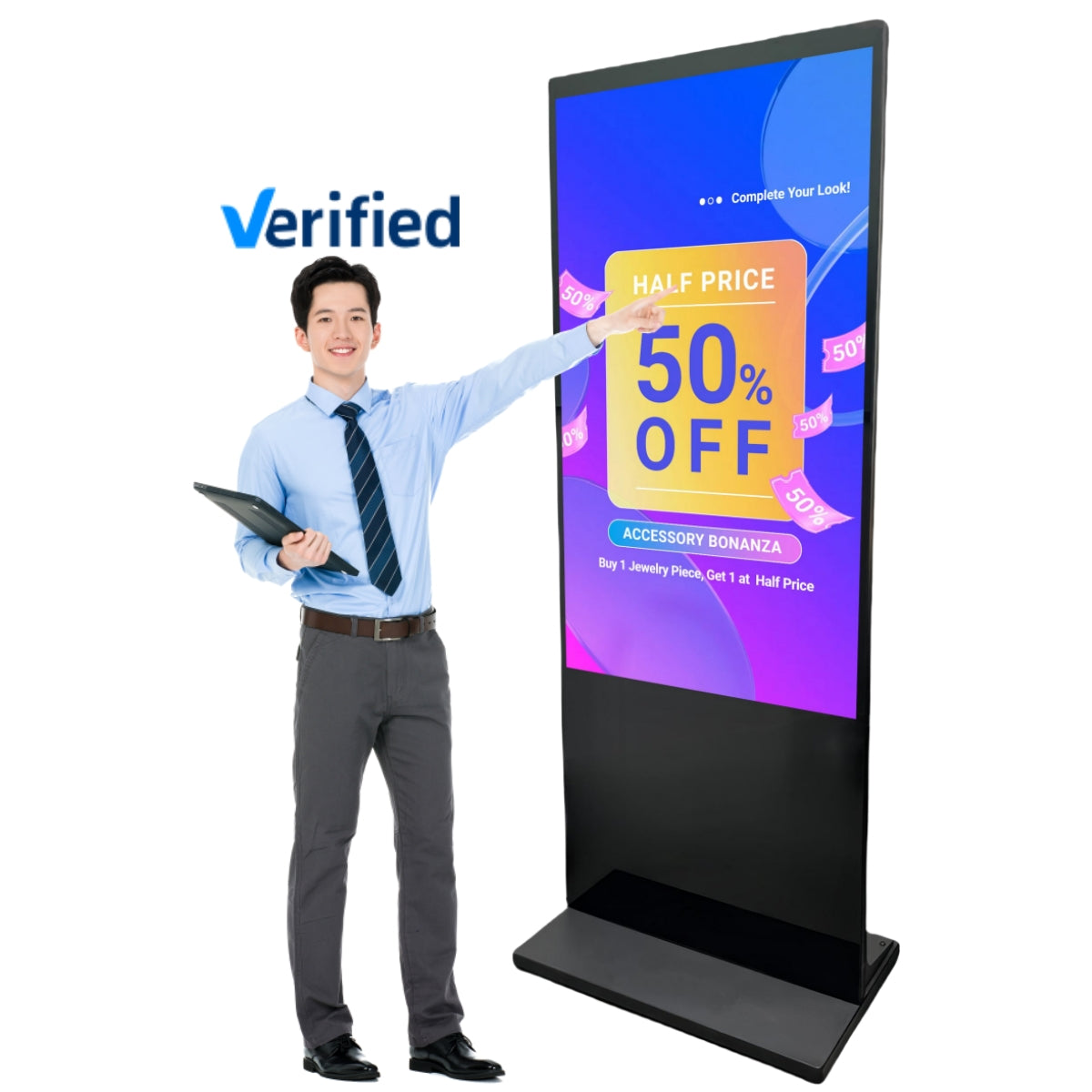 System integrator reviewing a commercial digital signage hardware architecture