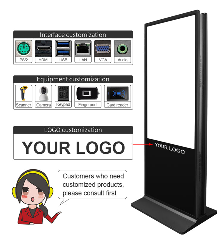 55’’ Dual Sides Infrared Touch Ultra-thin Standing Digital Signage