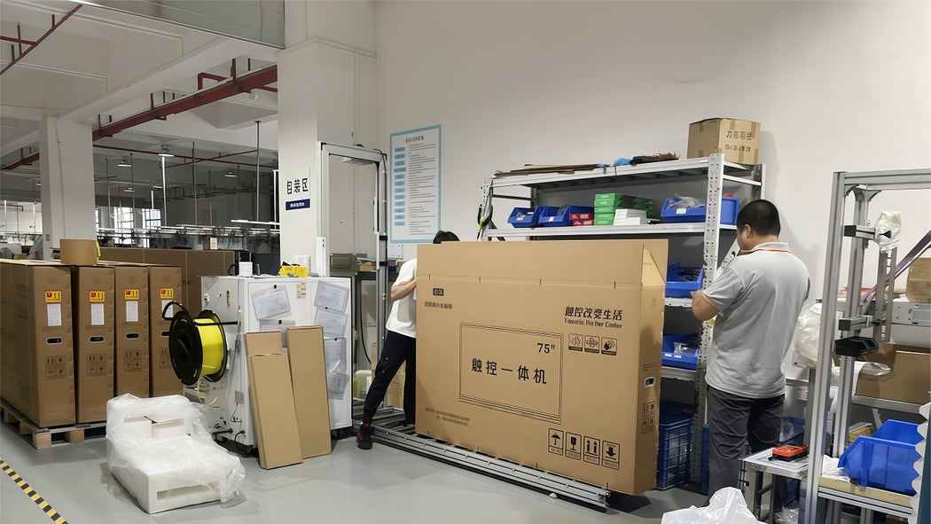Display equipment being packed into a large carton